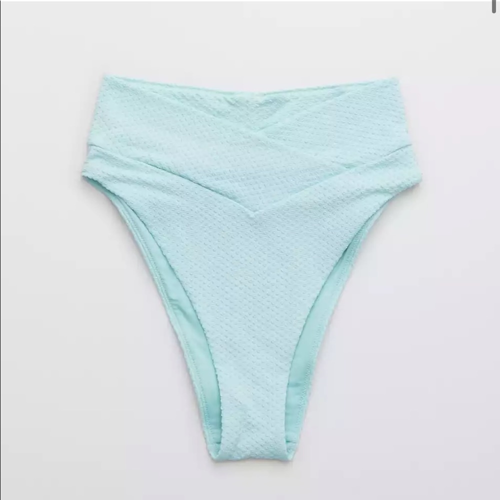 Aerie Jacquard Crossover High Cut Cheeky Bikini Bottom, Size L